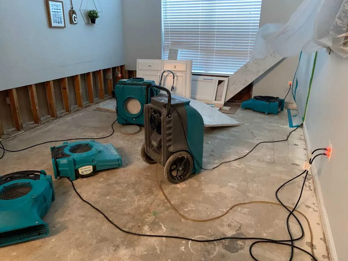Dehumidifier in flood-cut room for Water Damage Restoration in Fort Mill